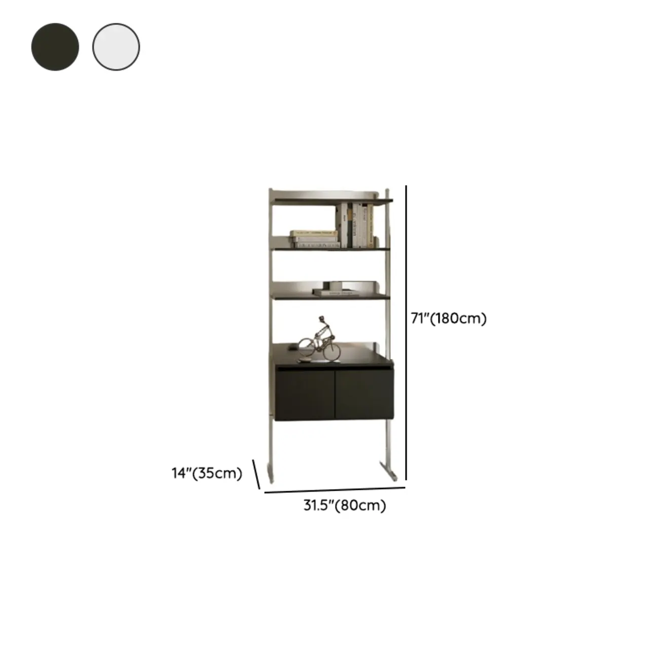 Modern Ladder Bookshelf with Storage Cabinet Image - 6 | homeyfad