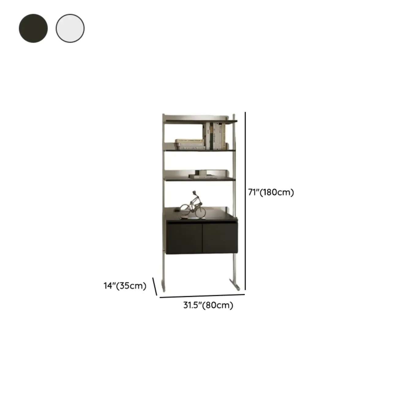 Modern Ladder Bookshelf with Storage Cabinet Image - 6
