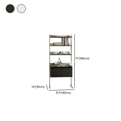 Modern Ladder Bookshelf with Storage Cabinet Image - 6