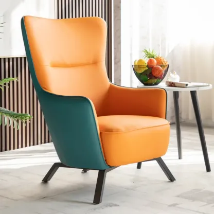 Small Accent Chair Faux Leather Living Room Image - 1