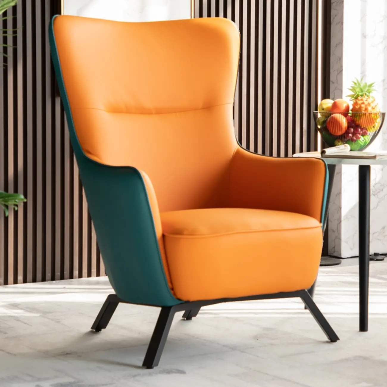 Small Accent Chair Faux Leather Living Room Image - 2 | homeyfad