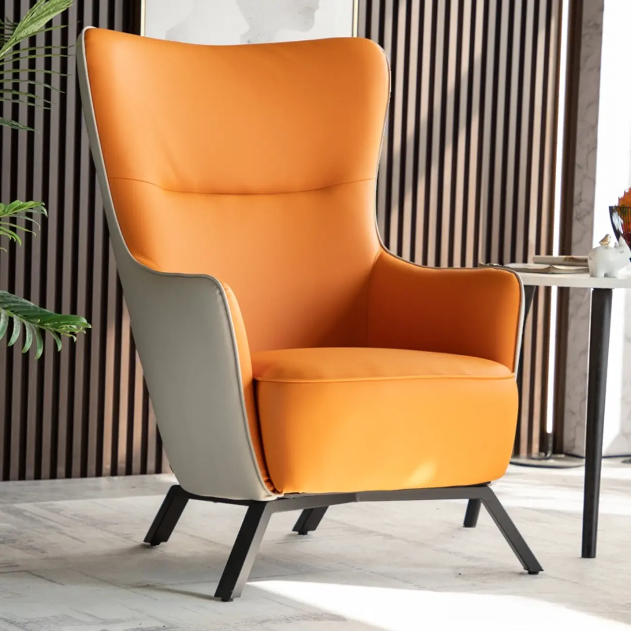 Small Accent Chair Faux Leather Living Room Image - 3 | homeyfad