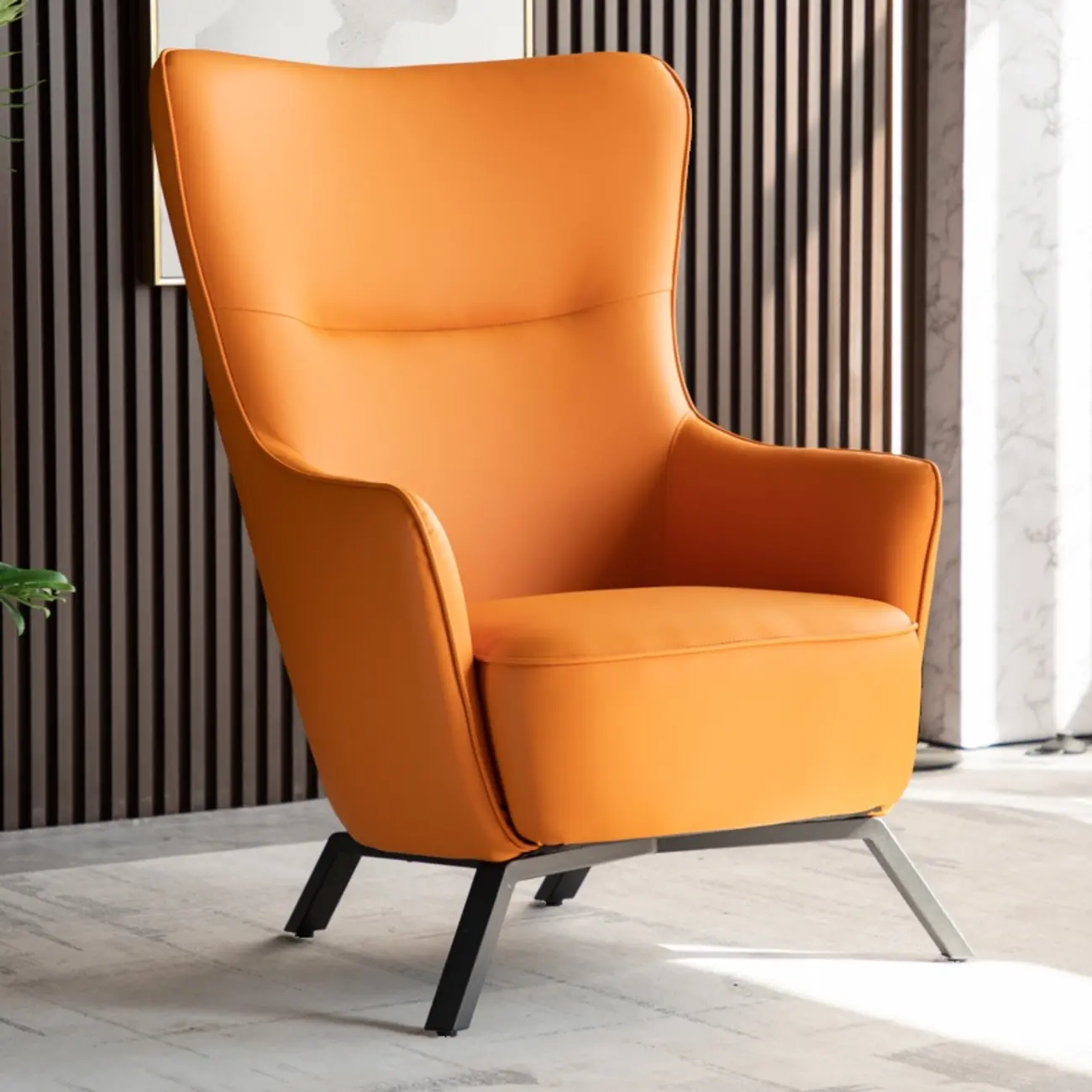 Small Accent Chair Faux Leather Living Room Image - 5 | homeyfad