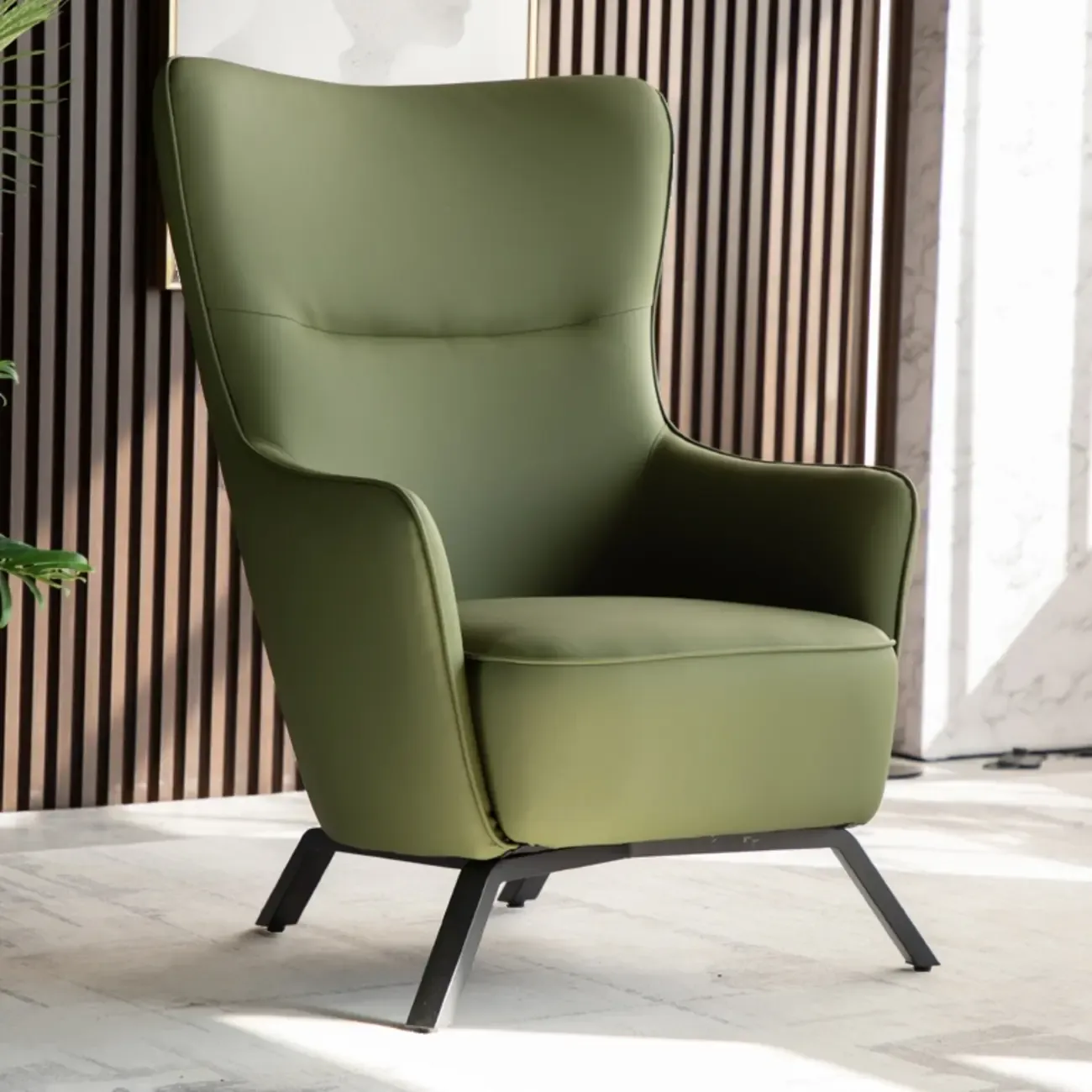 Small Accent Chair Faux Leather Living Room Image - 6