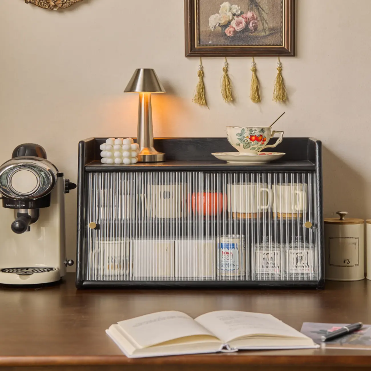 Modern Natural Wood Buffet with Sliding Doors Image - 1 | homeyfad