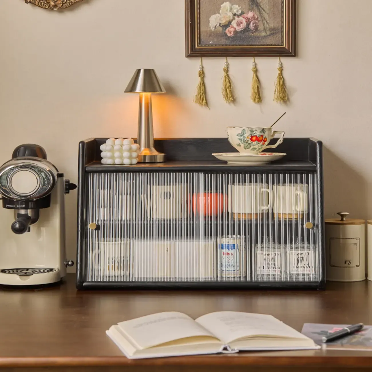Modern Natural Wood Buffet with Sliding Doors Image - 1