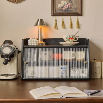 Modern Natural Wood Buffet with Sliding Doors Image - 1