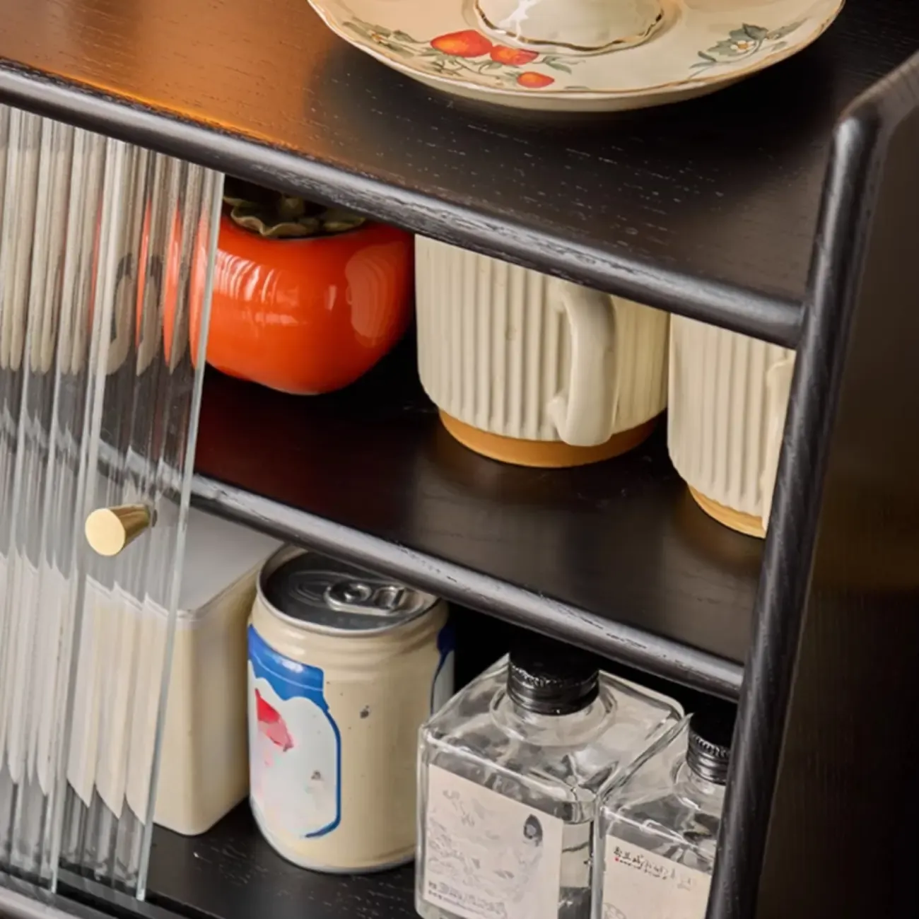 Modern Natural Wood Buffet with Sliding Doors Image - 4