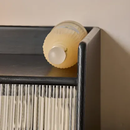 Modern Natural Wood Buffet with Sliding Doors Image - 12