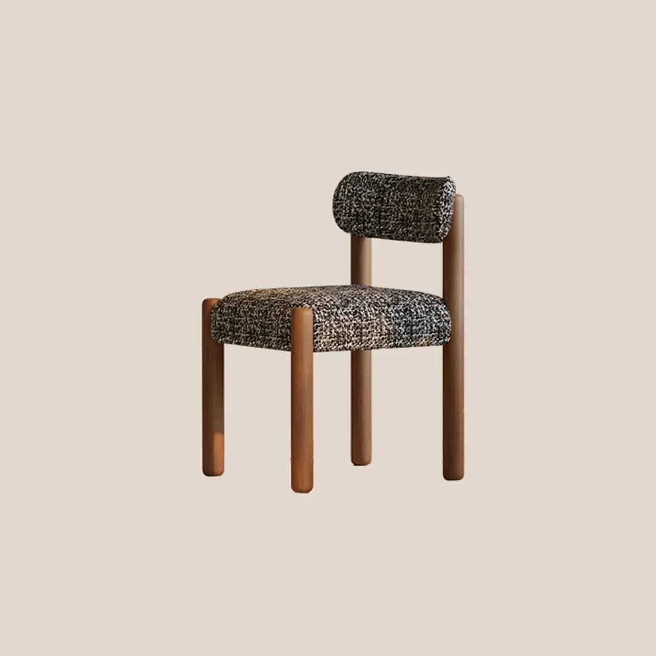 Modern Upholstered Fabric Wood Dining Chair Image - 14