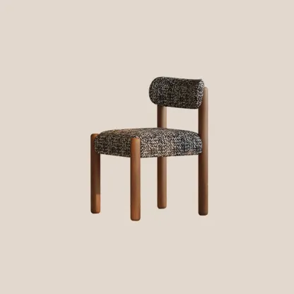 Modern Upholstered Fabric Wood Dining Chair Image - 14