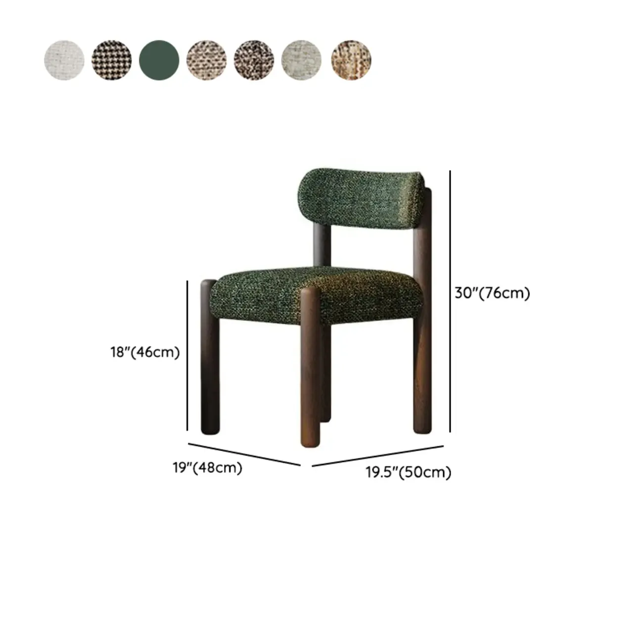 Modern Upholstered Fabric Wood Dining Chair Image - 7