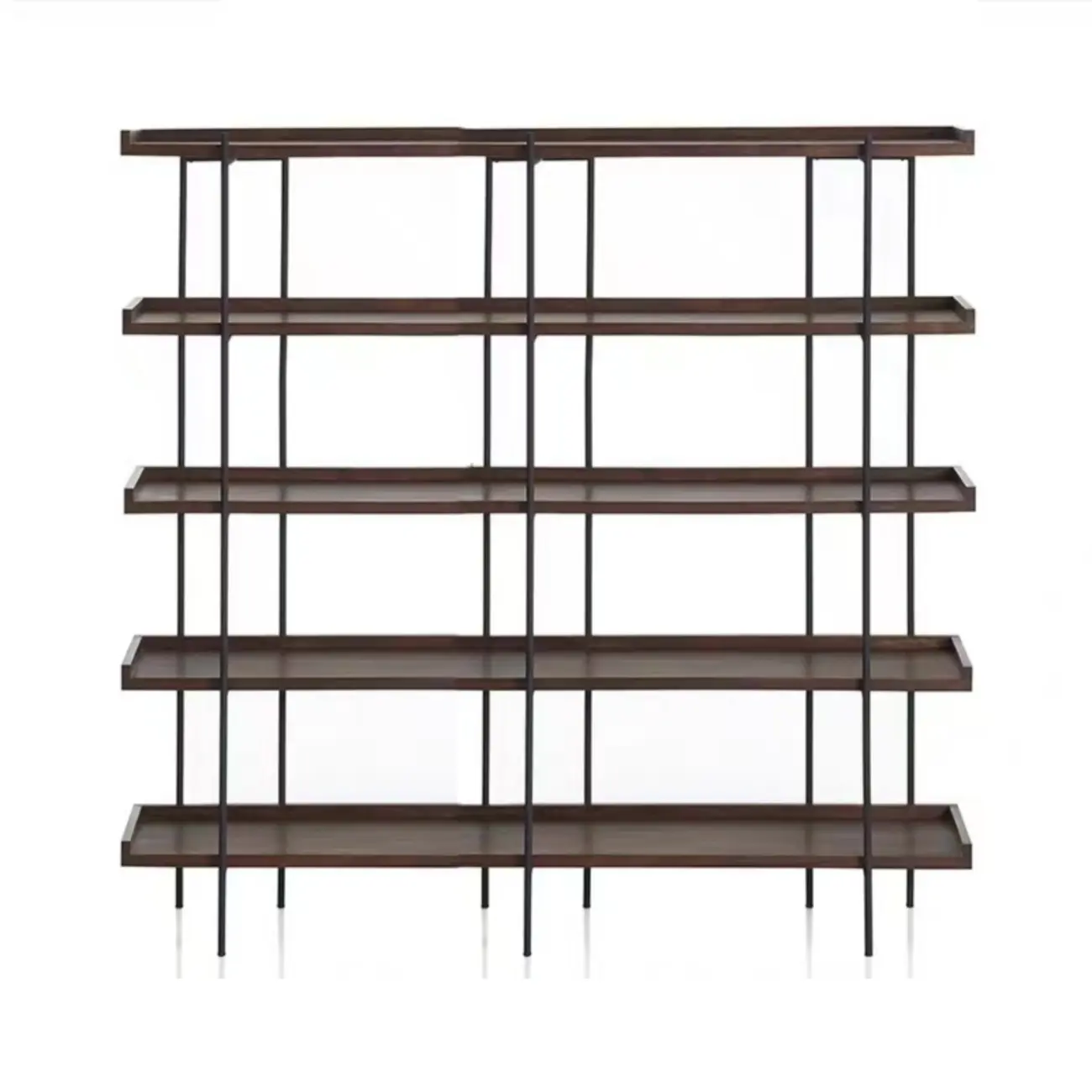 Contemporary Iron Brown Multi-tier Wood Etagere Bookcase Image - 5 | homeyfad