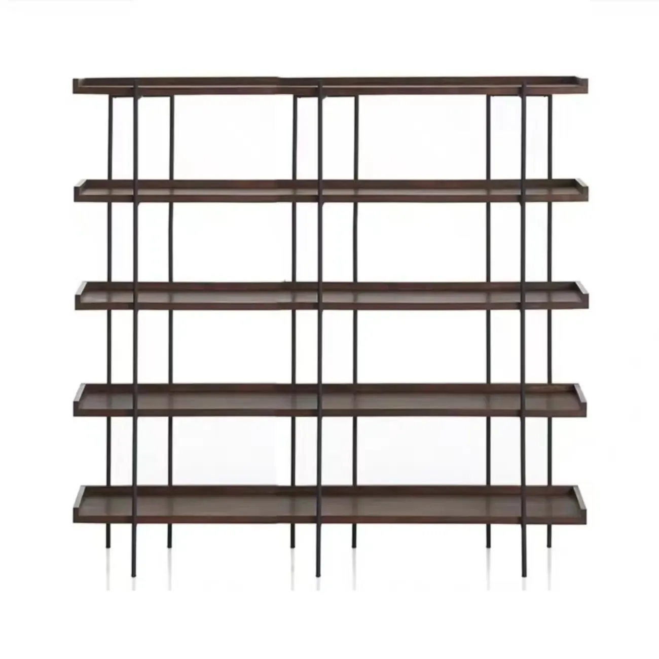 Contemporary Iron Brown Multi-tier Wood Etagere Bookcase Image - 5