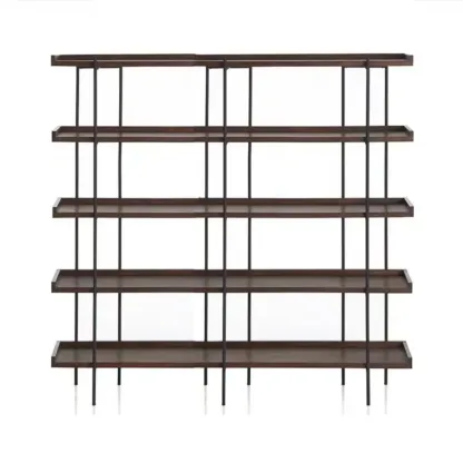 Contemporary Iron Brown Multi-tier Wood Etagere Bookcase Image - 5