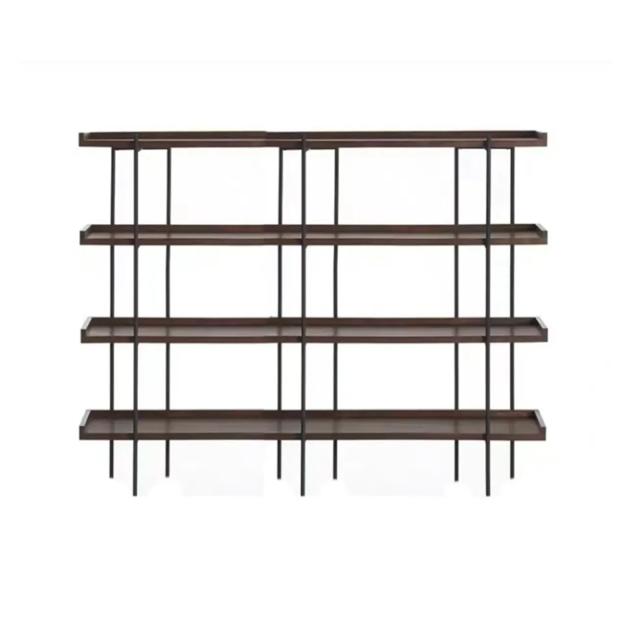 Contemporary Iron Brown Multi-tier Wood Etagere Bookcase Image - 7