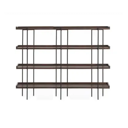 Contemporary Iron Brown Multi-tier Wood Etagere Bookcase Image - 7