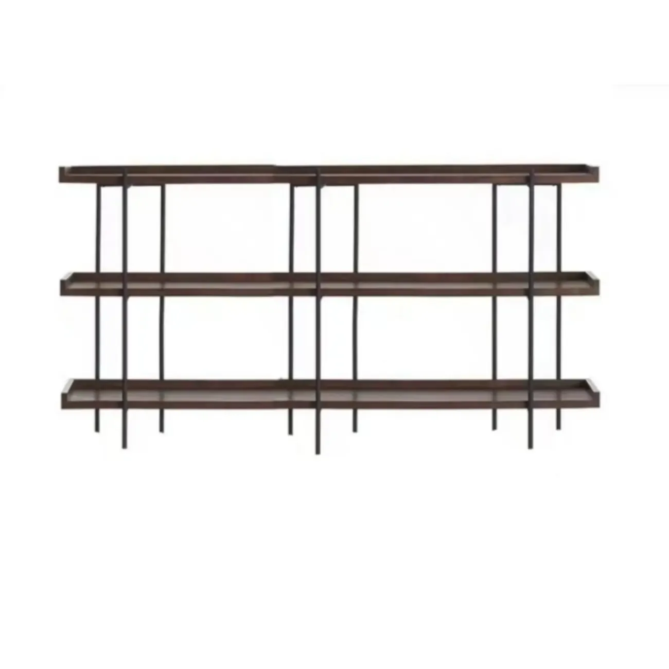Contemporary Iron Brown Multi-tier Wood Etagere Bookcase Image - 9