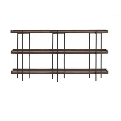 Contemporary Iron Brown Multi-tier Wood Etagere Bookcase Image - 9