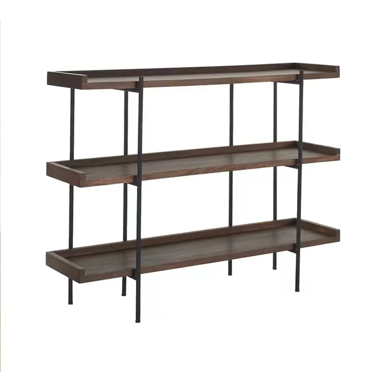 Contemporary Iron Brown Multi-tier Wood Etagere Bookcase Image - 11 | homeyfad
