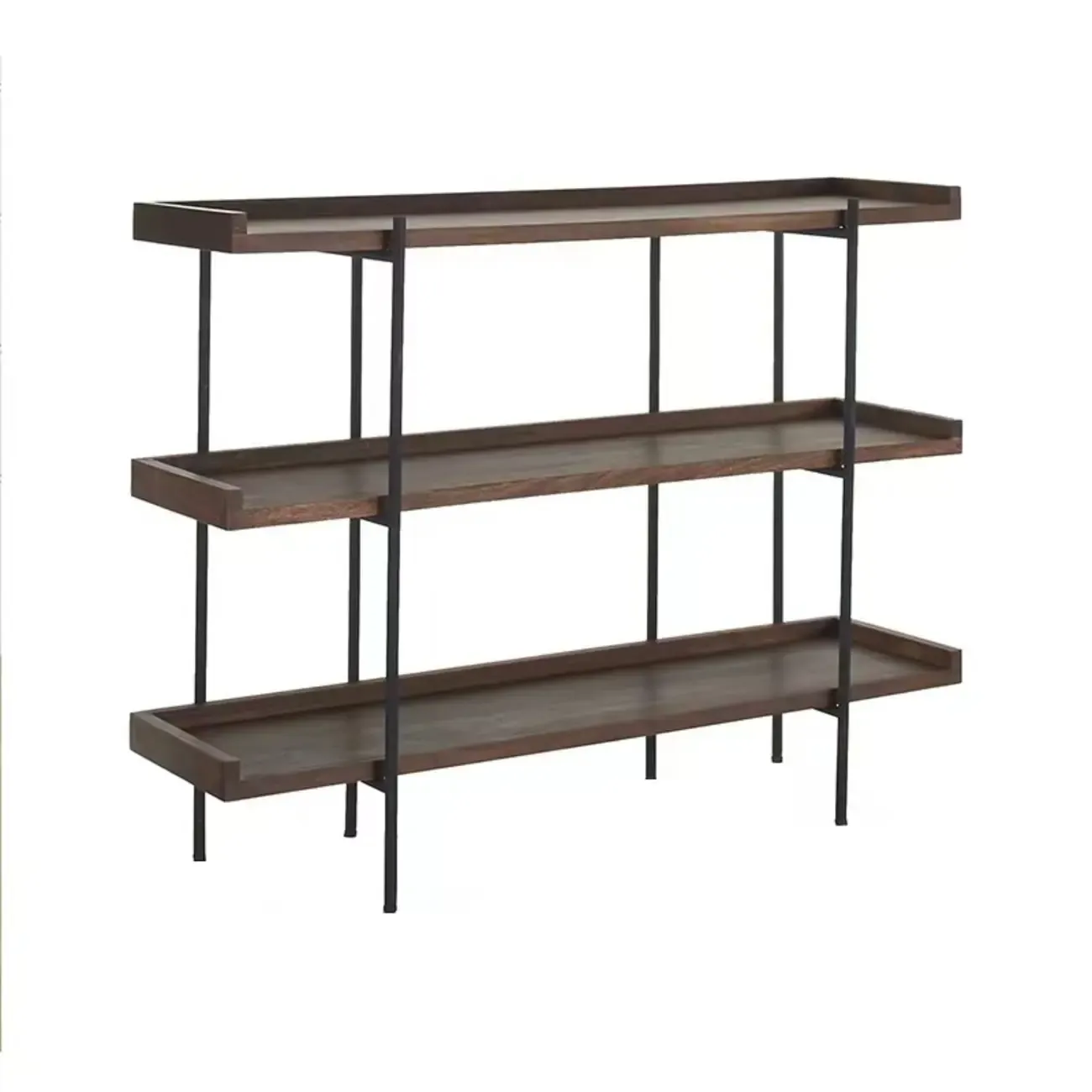 Contemporary Iron Brown Multi-tier Wood Etagere Bookcase Image - 11