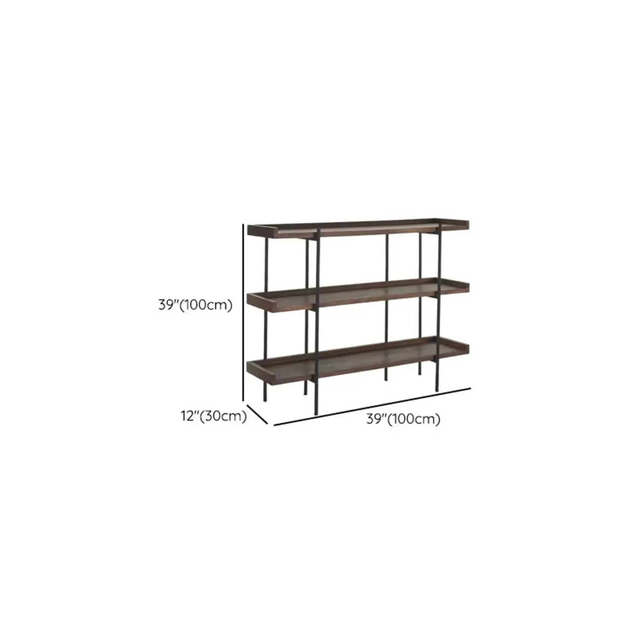 Contemporary Iron Brown Multi-tier Wood Etagere Bookcase #size