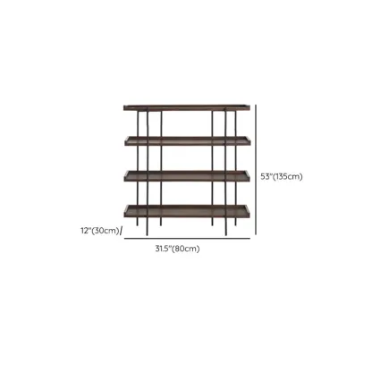Contemporary Iron Brown Multi-tier Wood Etagere Bookcase Image - 14