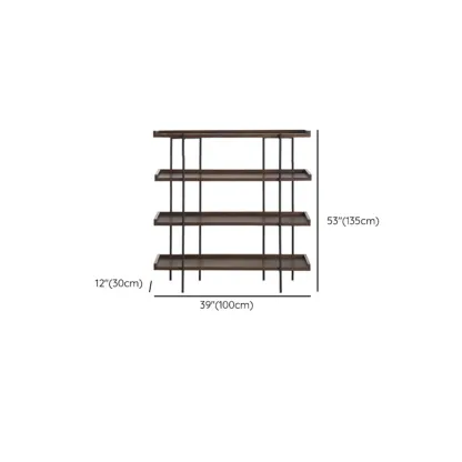 Contemporary Iron Brown Multi-tier Wood Etagere Bookcase Image - 15