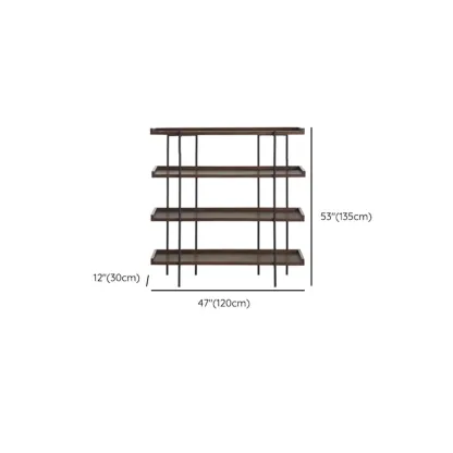 Contemporary Iron Brown Multi-tier Wood Etagere Bookcase Image - 16