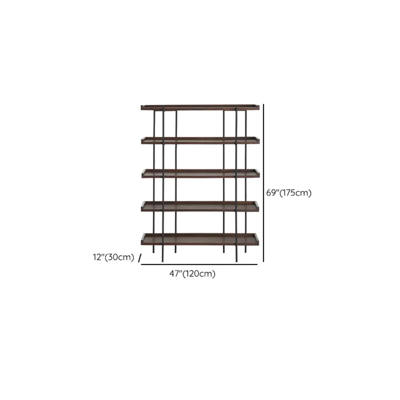 Contemporary Iron Brown Multi-tier Wood Etagere Bookcase Image - 18 | homeyfad