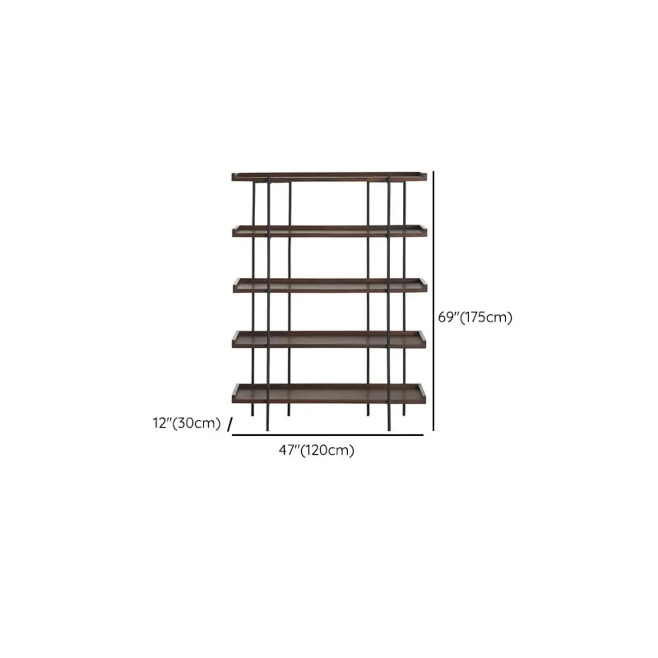 Contemporary Iron Brown Multi-tier Wood Etagere Bookcase Image - 18