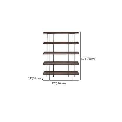 Contemporary Iron Brown Multi-tier Wood Etagere Bookcase Image - 18