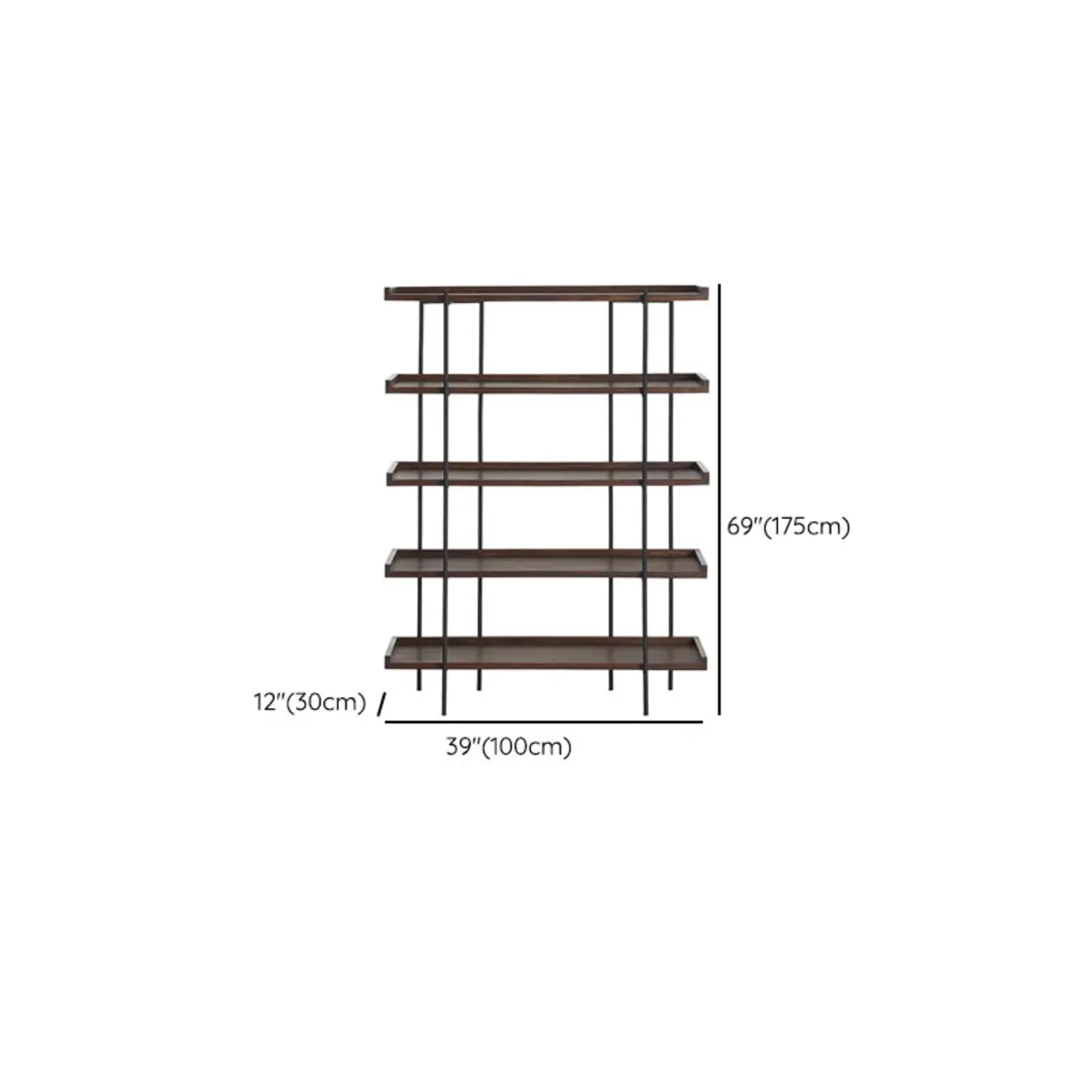 Contemporary Iron Brown Multi-tier Wood Etagere Bookcase Image - 20 | homeyfad