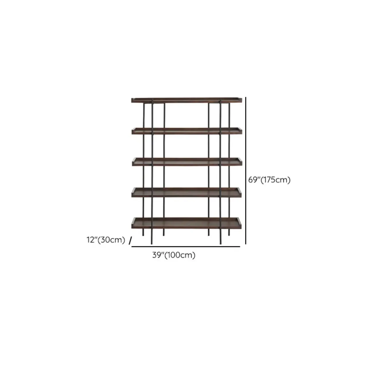 Contemporary Iron Brown Multi-tier Wood Etagere Bookcase Image - 20
