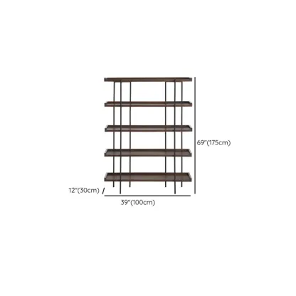 Contemporary Iron Brown Multi-tier Wood Etagere Bookcase Image - 20