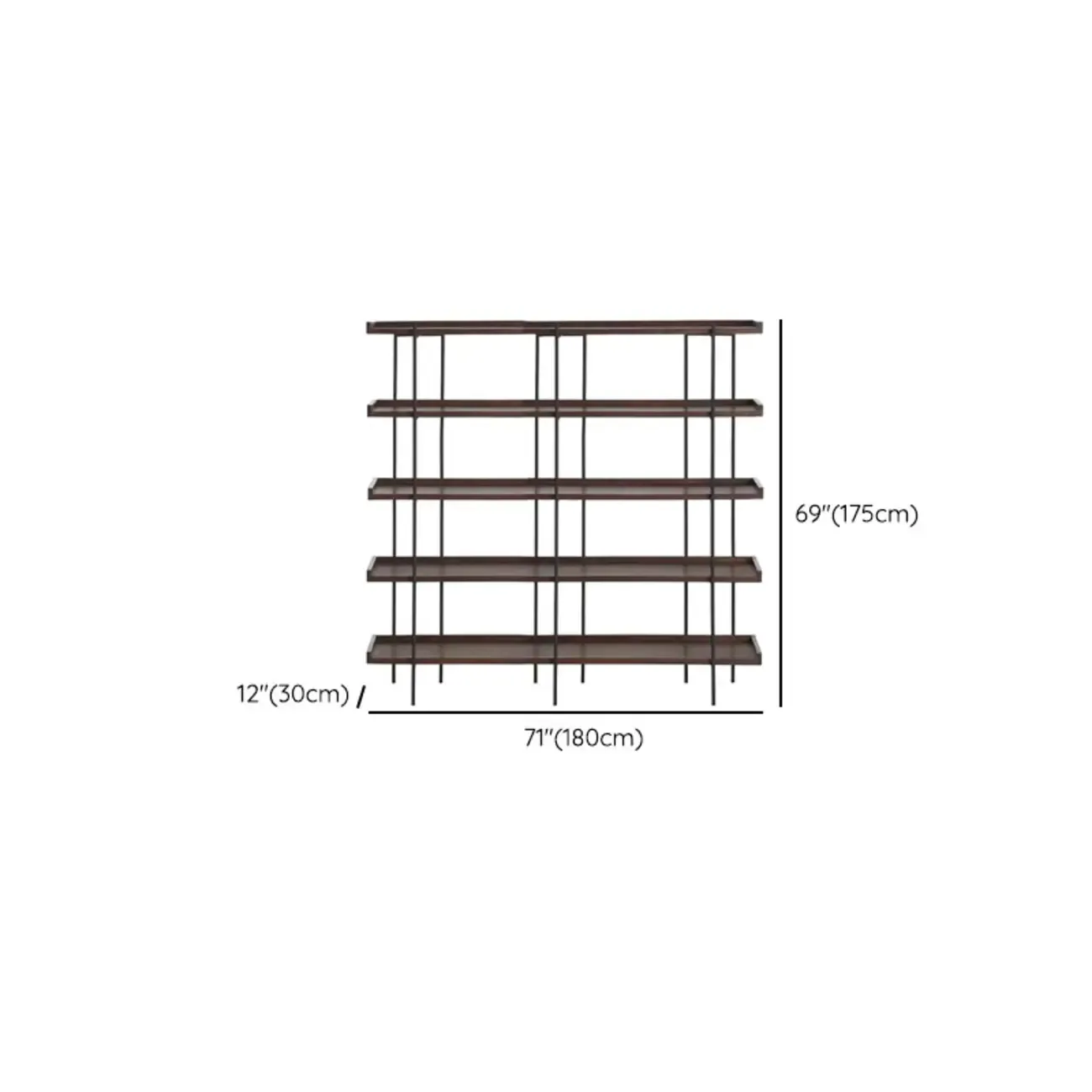 Contemporary Iron Brown Multi-tier Wood Etagere Bookcase Image - 21