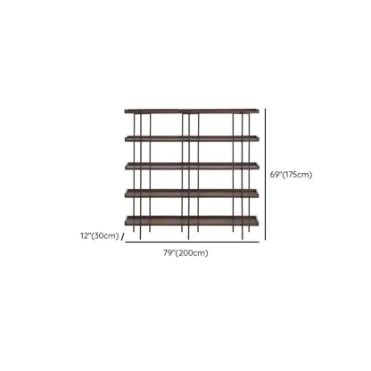 Contemporary Iron Brown Multi-tier Wood Etagere Bookcase Image - 22