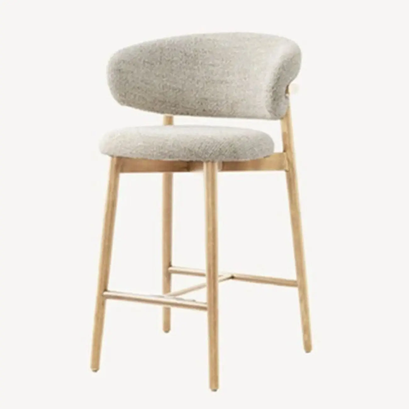 Counter Height Linen Fabric Upholstered Modern Bar Stools Image - 5 | homeyfad