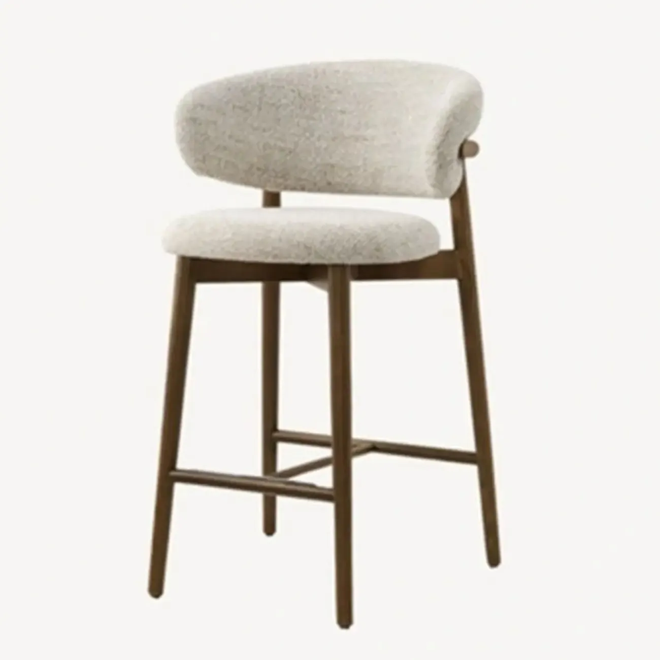 Counter Height Linen Fabric Upholstered Modern Bar Stools Image - 4