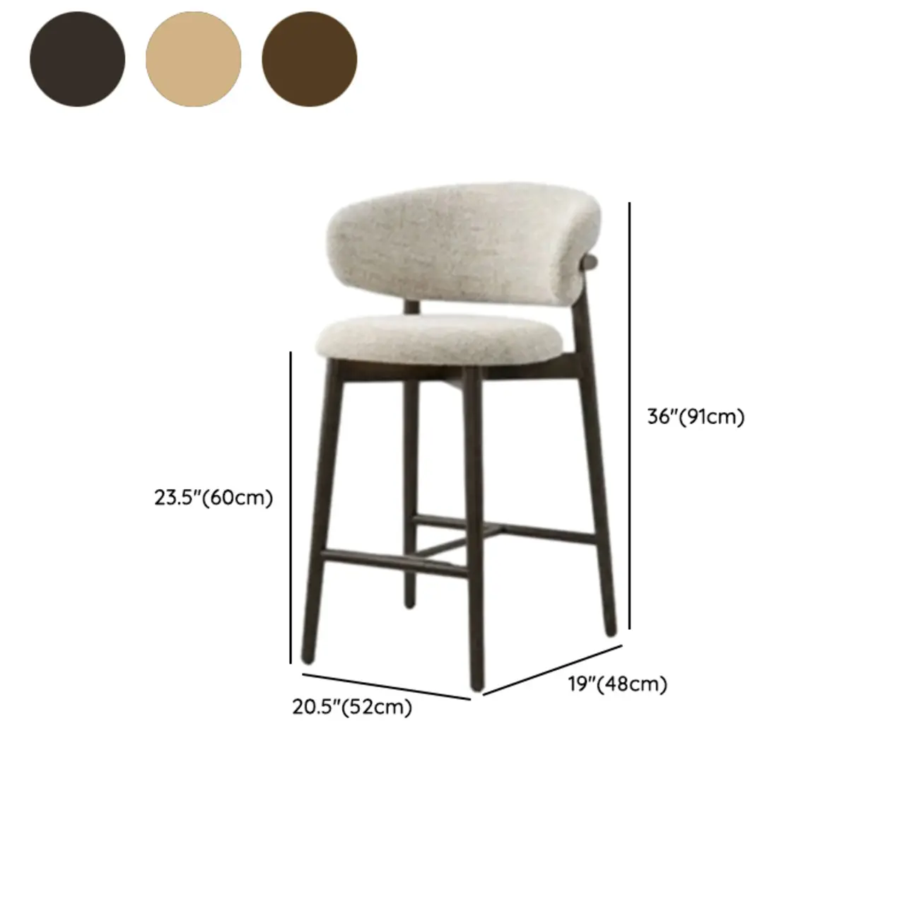 Counter Height Linen Fabric Upholstered Modern Bar Stools #size | homeyfad