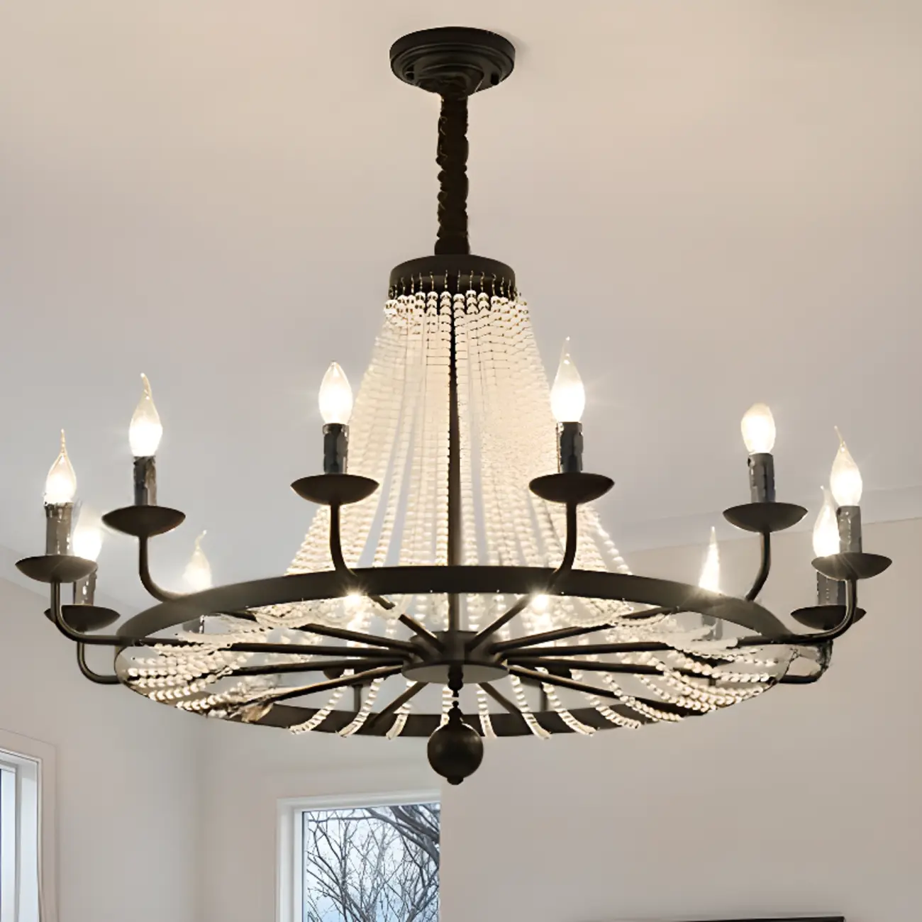 Elegant Black Crystal Beads Chandelier Candelabra Base Image - 1 | homeyfad