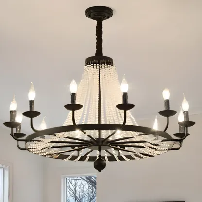 Elegant Black Crystal Beads Chandelier Candelabra Base Image - 1