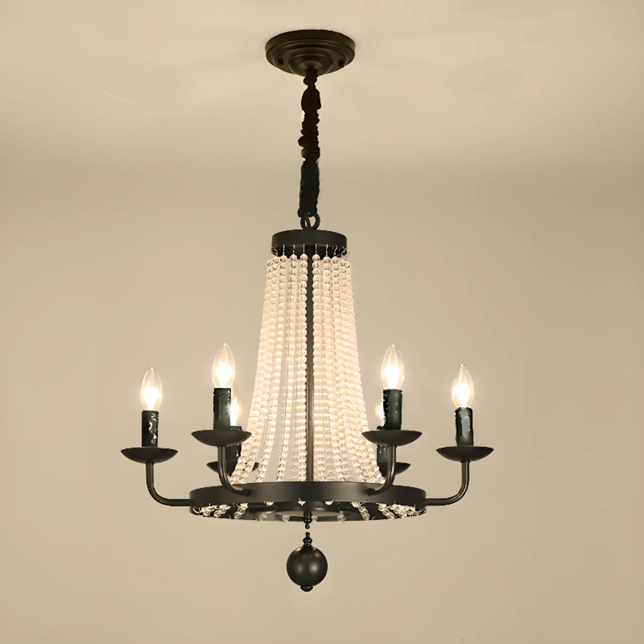 Elegant Black Crystal Beads Chandelier Candelabra Base Image - 2 | homeyfad