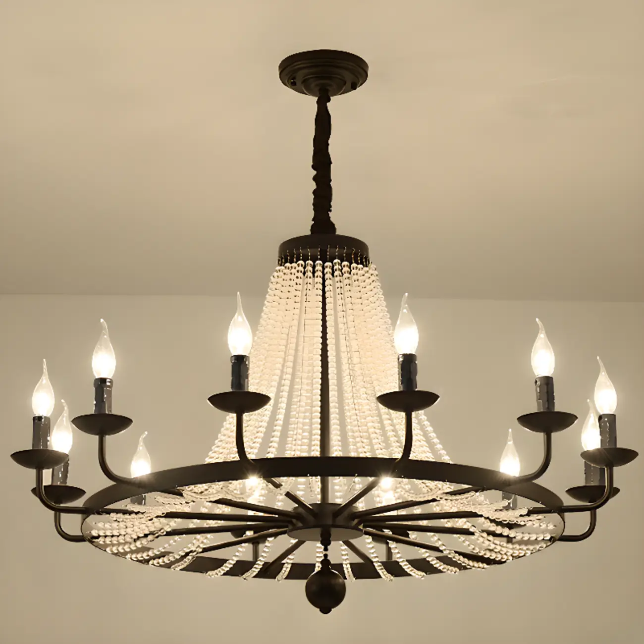 Elegant Black Crystal Beads Chandelier Candelabra Base Image - 3 | homeyfad