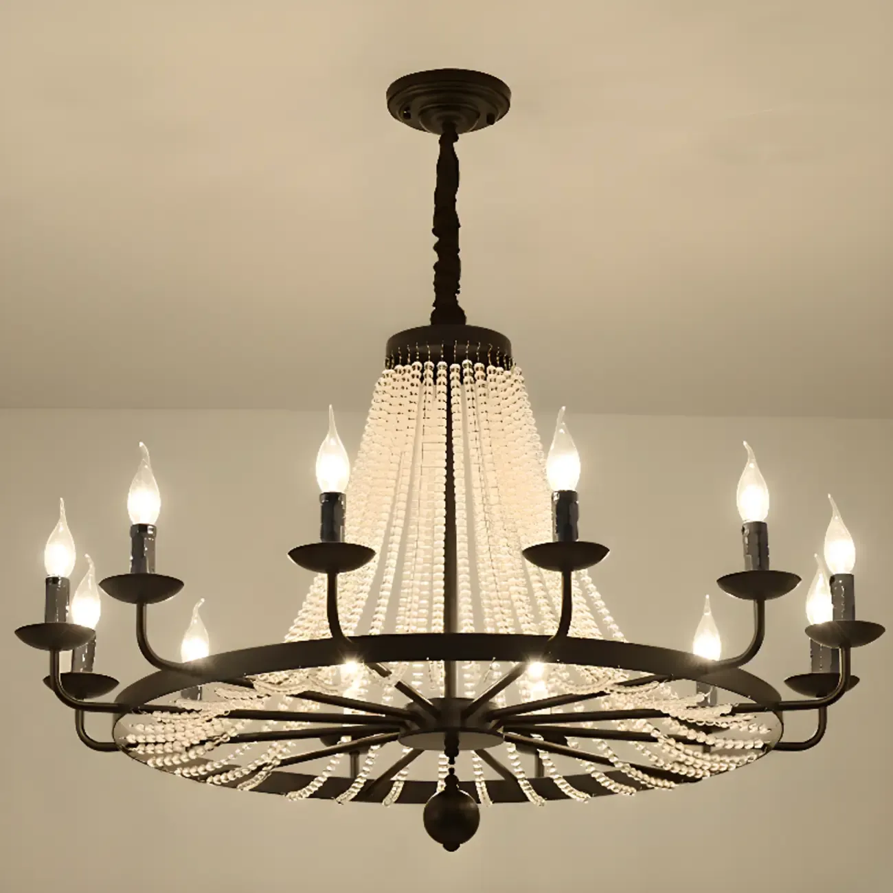 Elegant Black Crystal Beads Chandelier Candelabra Base Image - 3