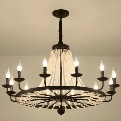 Elegant Black Crystal Beads Chandelier Candelabra Base Image - 3