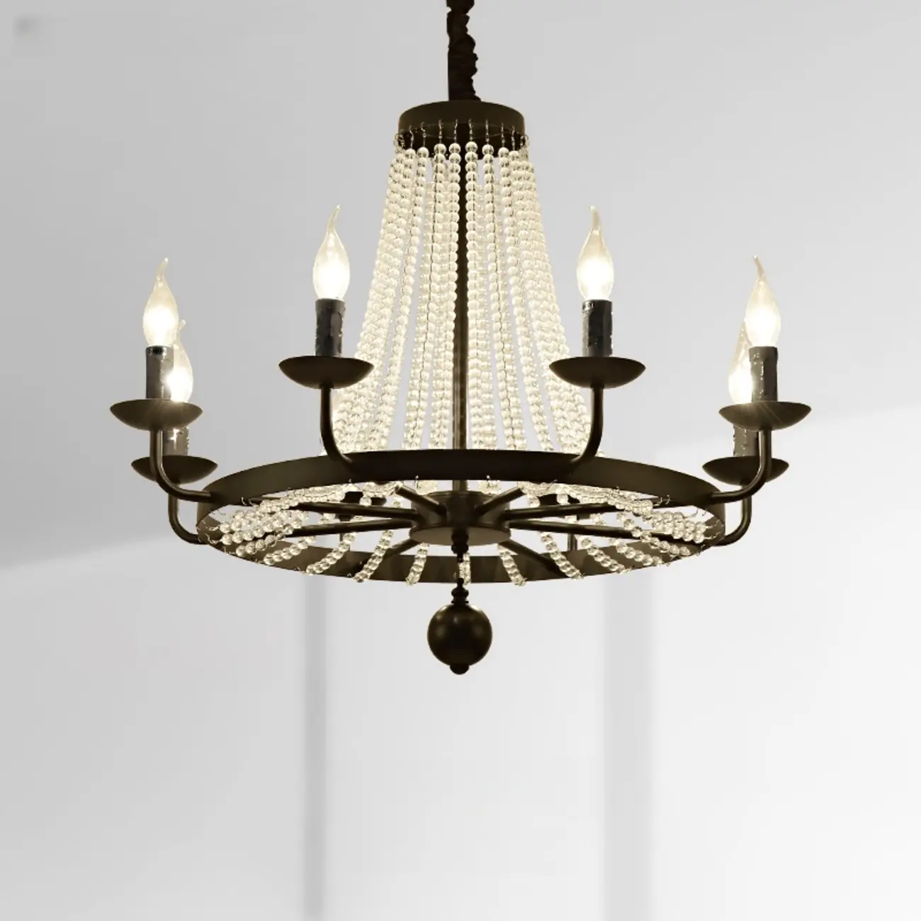 Elegant Black Crystal Beads Chandelier Candelabra Base Image - 4 | homeyfad