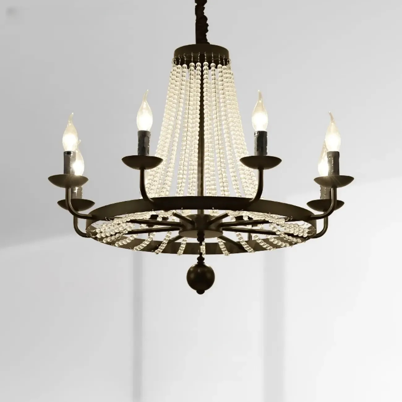 Elegant Black Crystal Beads Chandelier Candelabra Base Image - 4
