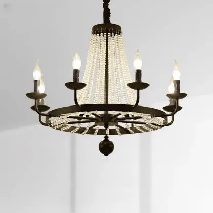 Elegant Black Crystal Beads Chandelier Candelabra Base Image - 4