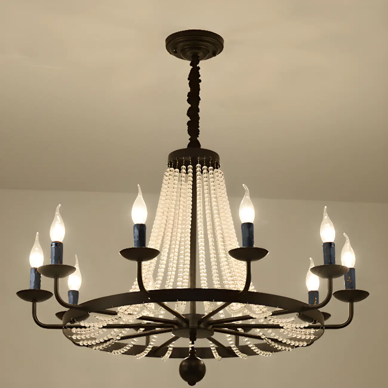 Elegant Black Crystal Beads Chandelier Candelabra Base Image - 5 | homeyfad